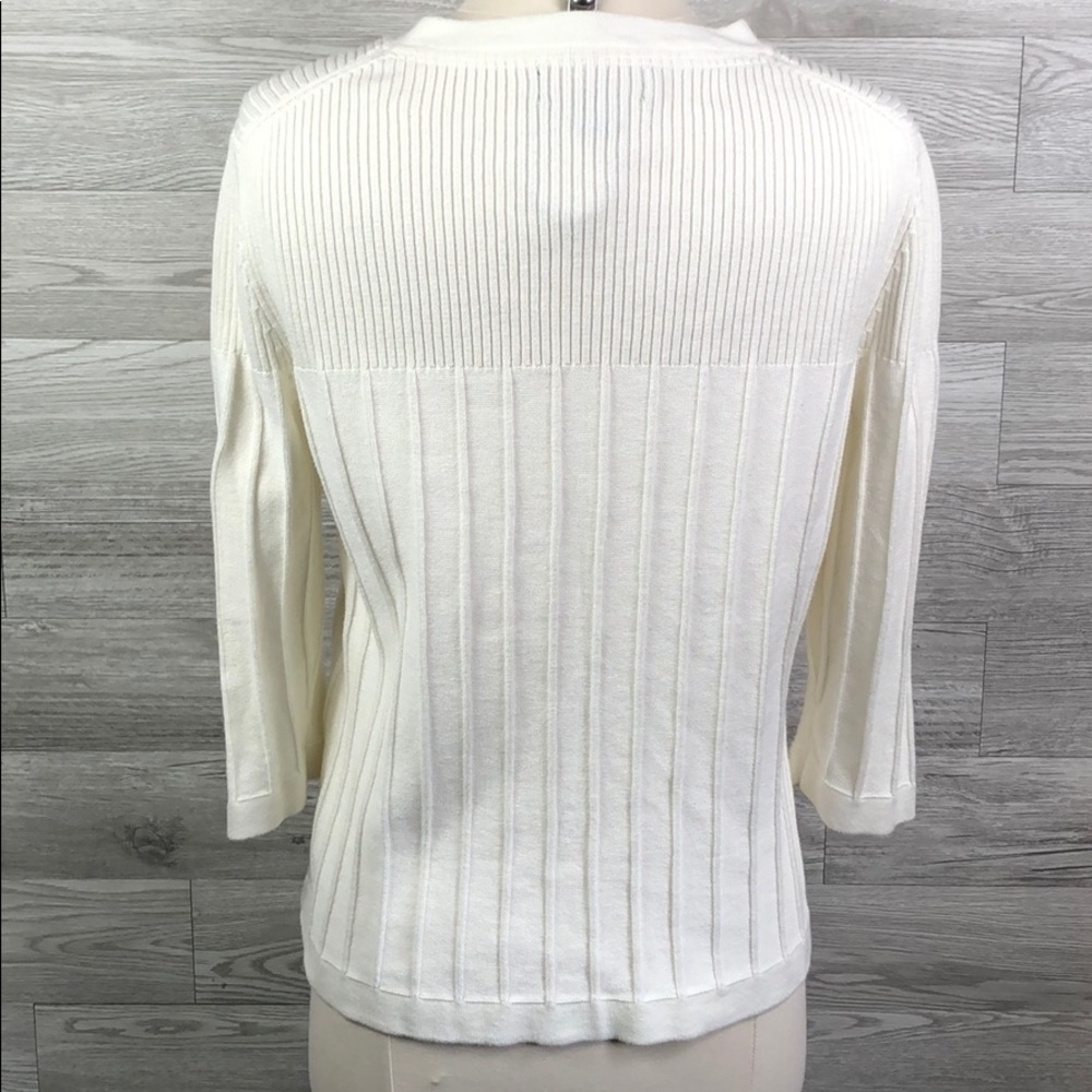 Eddie Bauer Cream Crop Cardi Knit Cotton Sweater - Picture 3 of 10